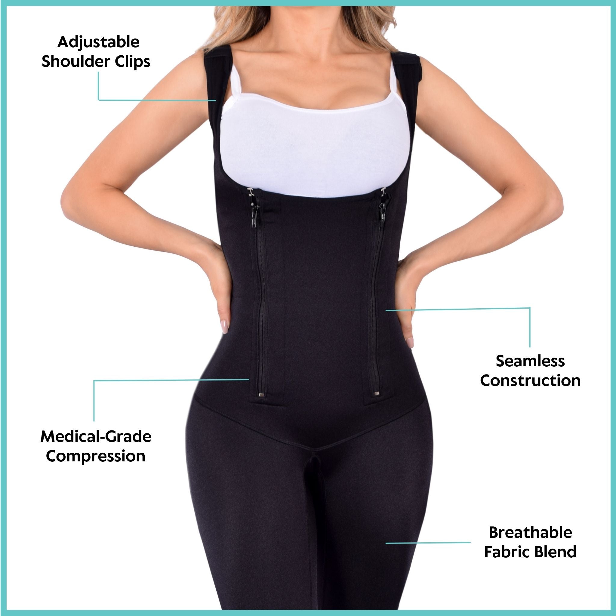 LIPOELASTIC® MGF Variant - Post Surgery Compression Full Body Garment Black  : : Fashion