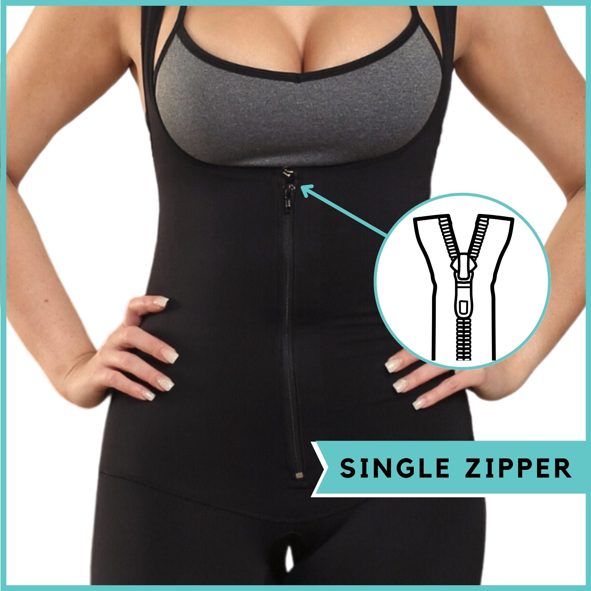 Neoprene Fabric Womens Body Shaper With Zipper & Hook, Double