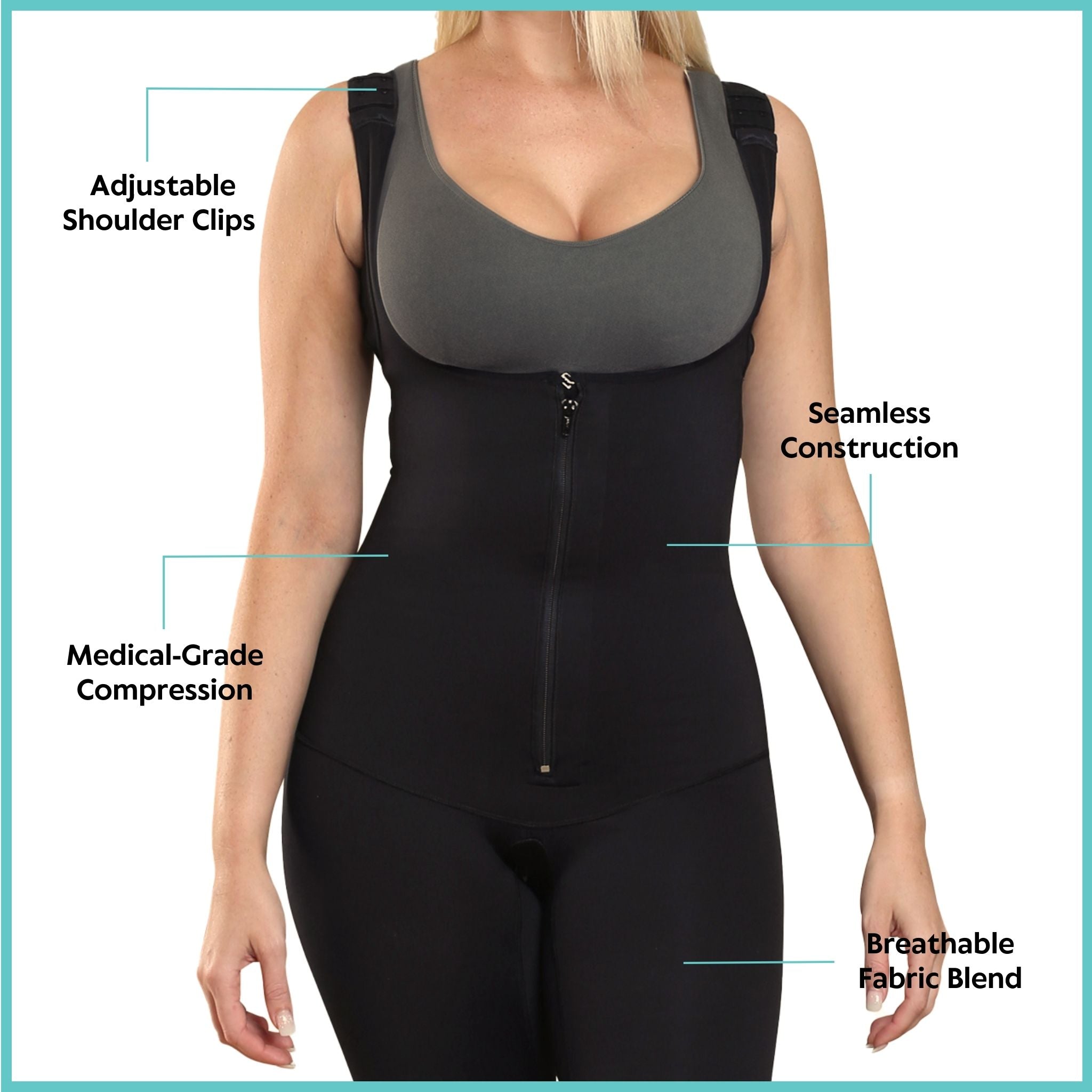 Cotton 4-in-1 Blended High Waist Tummy & Thigh Shapewear Black at