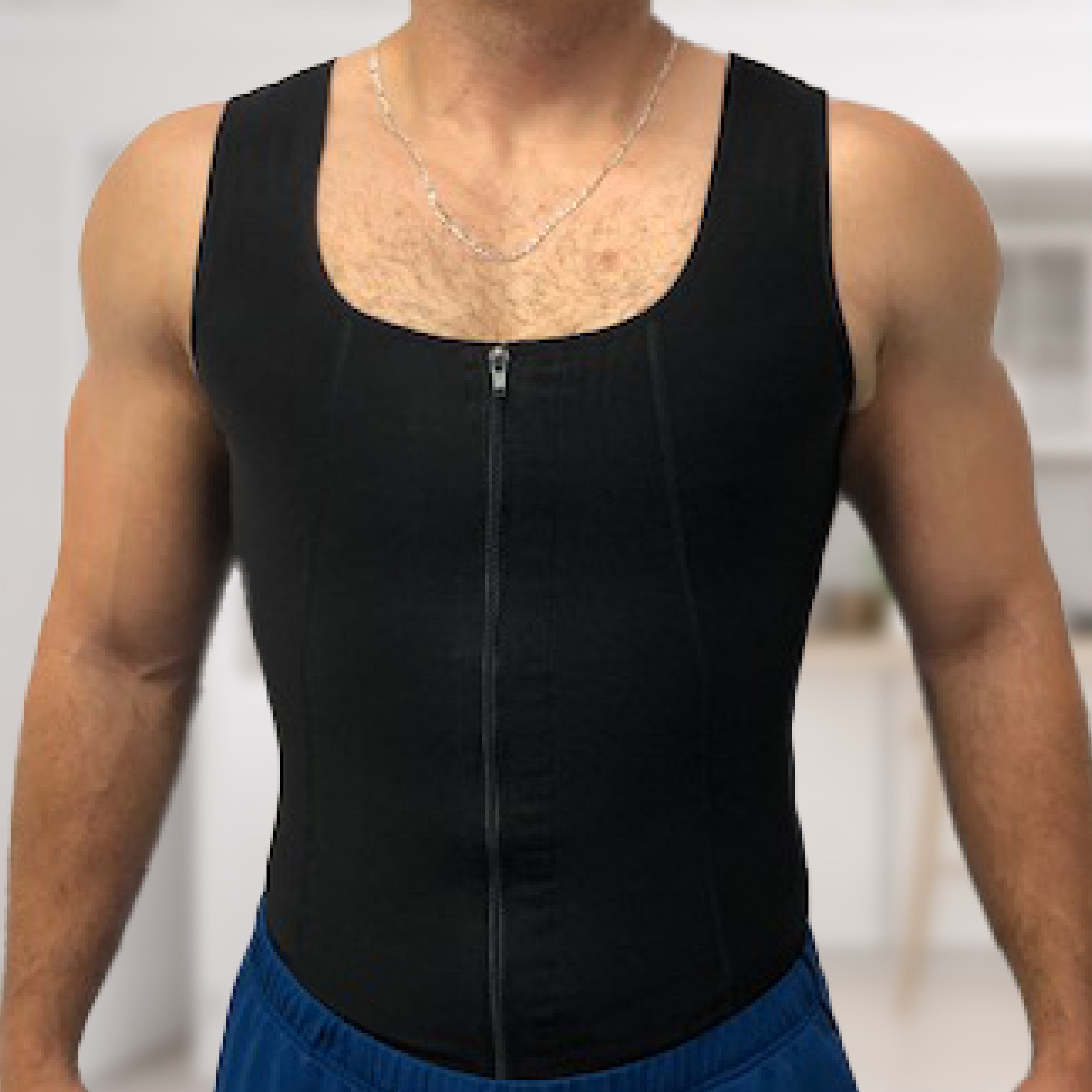 Man with compression vest on in Black - frontal view